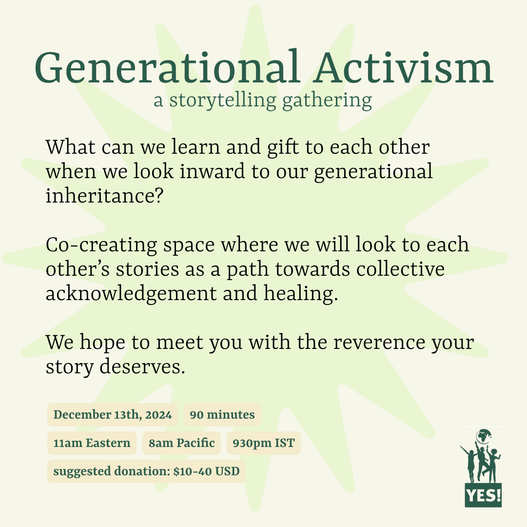 Generational Activism – a storytelling ceremony